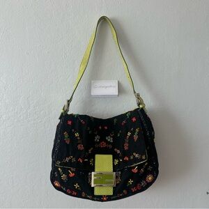 Vintage Fendi Mama Snakeskin Flower Embroidered Purse